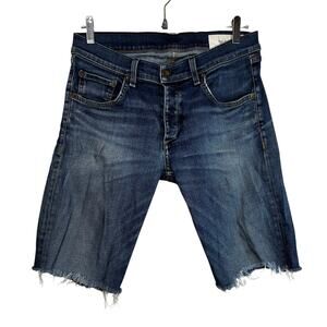 Rag & Bone Mens Cut-Off Denim Shorts Galveston Wash 33 Button Fly Distressed USA
